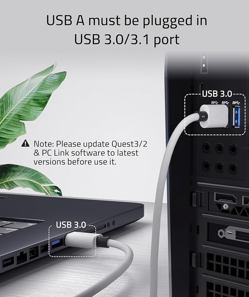 Verilux 16ft 2 in 1 USB C Cable, USB C to USB Cable USB C to Light-ning Cable for iPhone USB 3.0 Fast Charging Cable Support Data Transfer Charging for Meta Quest 3/2/Pro, Pico 4/Pro