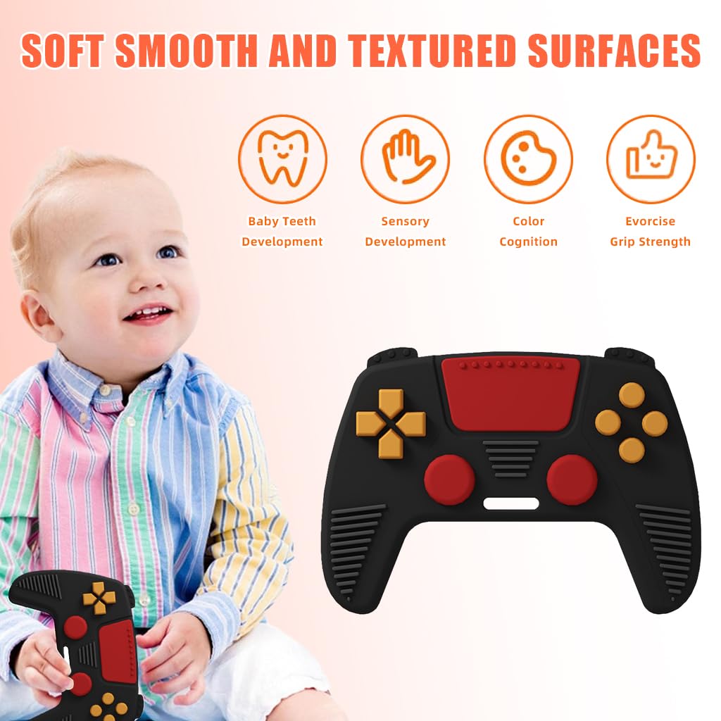 PATPAT Silicone Teether for 6 to 12 Months Baby, Baby Teethers for 3+ Month BPA Free, Gamepad Shaped Teething Toys for Babies, Baby Mouth Toys and Chew Toys, Teether for Baby Teething Toys Gift