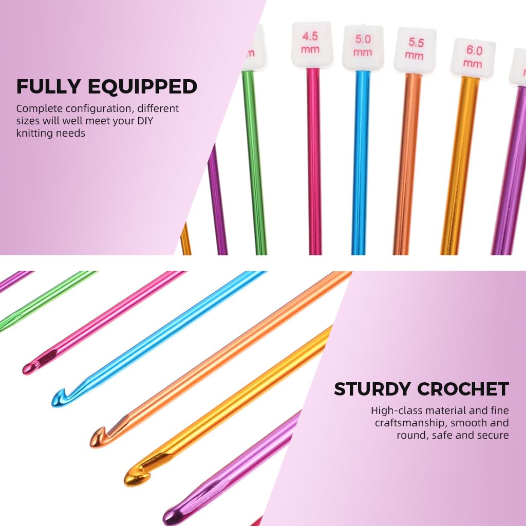 HASTHIP Tunisian Crochet Hooks Set 2-8 mm Aluminum Afghan Crochet Hooks, Knitting & Crochet Supplies Tool for Beginner, Crocheter & Knitter