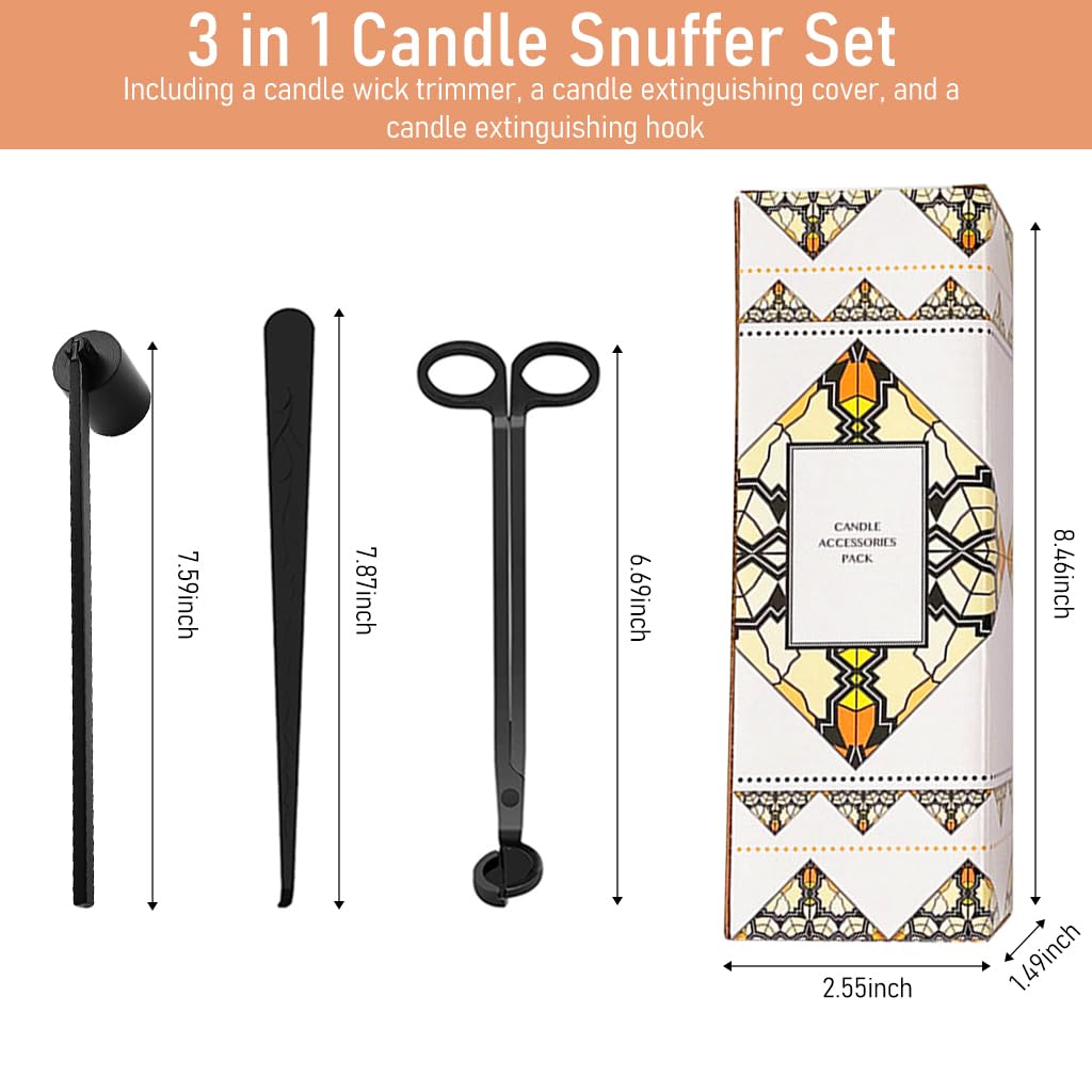 HASTHIP 3 in 1 Candle Accessory Set, Candle Wick Trimmer, Candle Snuffer, Candle Wick Dipper, Gift Packing,Essential Supplies for Scented Candle Lover (Gold)