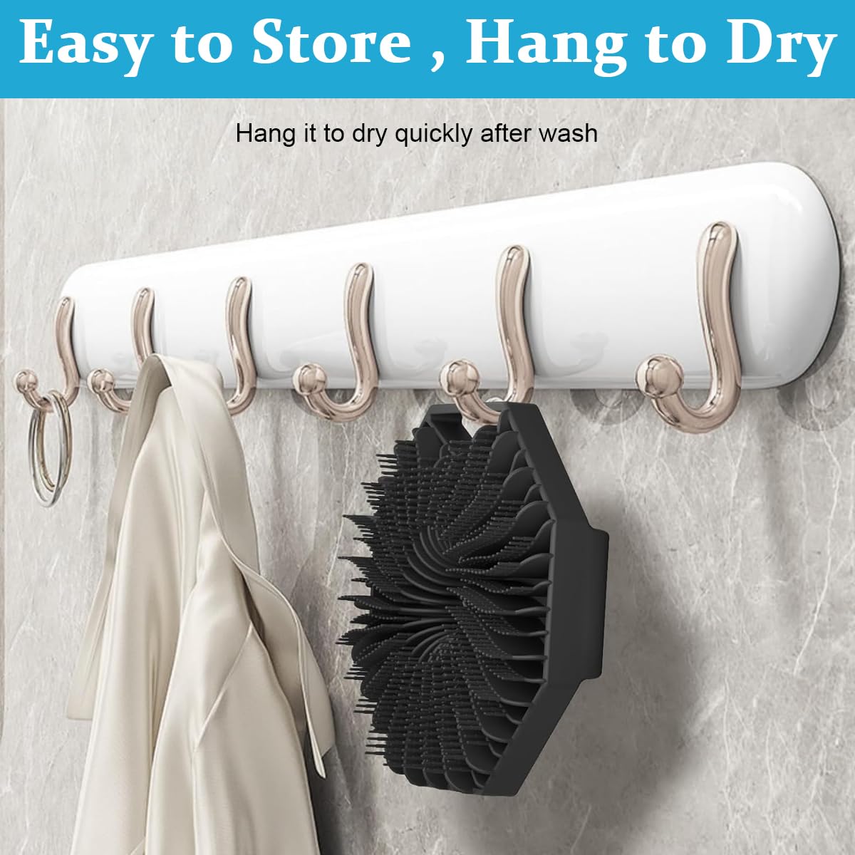 MAYCREATE Silicone Body Scrubber, Exfoliating Body Scrubber for Sensitive Skin, Soft Massage Body, More Hygienic Than Traditional Loofah, Gentle Exfoliating for Sensitive Skin, Black