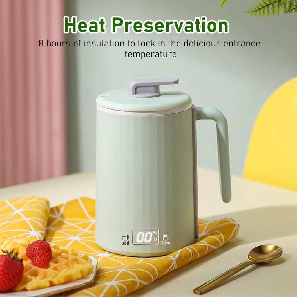 Supvox Electric Kettle 450ml with 4 Preset Temperature LCD Temperature Display Insulation Cup Ceramic Liner Travel Water Boiling Kettle with Tea Strainer Multipurpose Electric Thermos Kettle