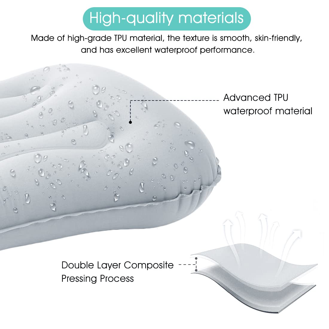 PALAY Ultralight Inflating Air Pillow, Inflatable Travel Pillow, Air Neck Pillow Lightweight Stay Cool Fabric Self Pump Up, Navy Blue