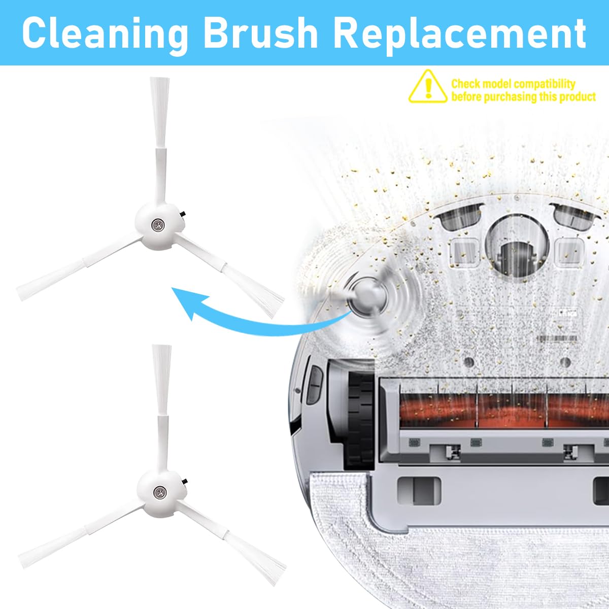 Verilux 3pcs Mi Robot Side Brushes Anti-tangle Replacement MI Robot Side Brushes for MJST1S/Mop2 Lite Vacuum Cleaner Floor Sweeper Accessories