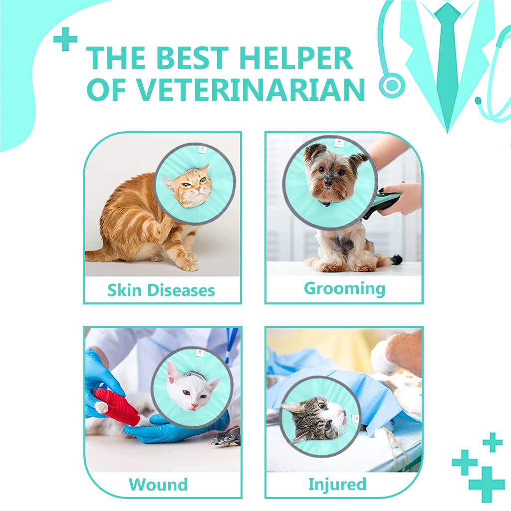 Qpets Cat Cone Collar Adjustable Size Cats Cone Collar, After Surgery for Anti-Licking Cat Cone Collar, Surgery Recovery Collar for Pet (M, Diameter 25cm)