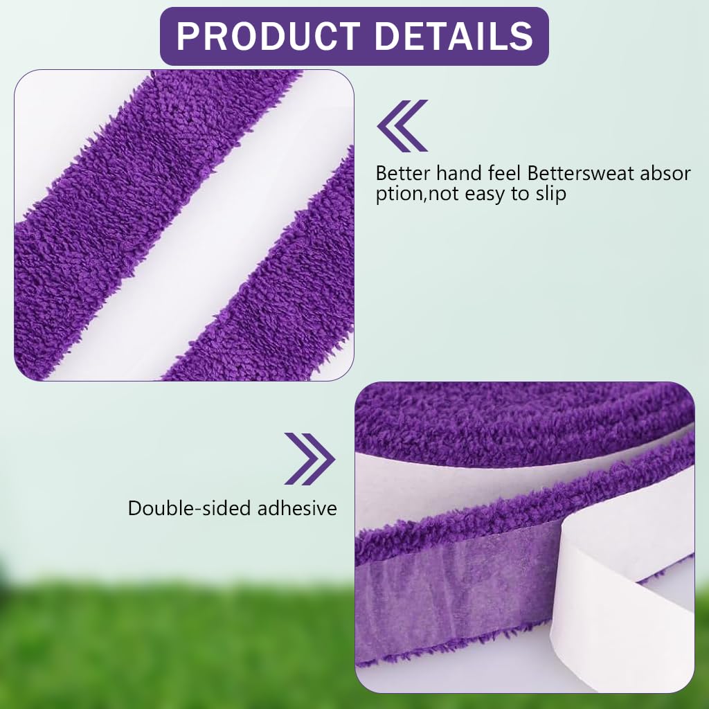 Proberos Towel Hand Glue,Cotton Anti-Skid Sweat Tape Badminton Racket OverGrip Sweatband Tape Wraps (Purple)