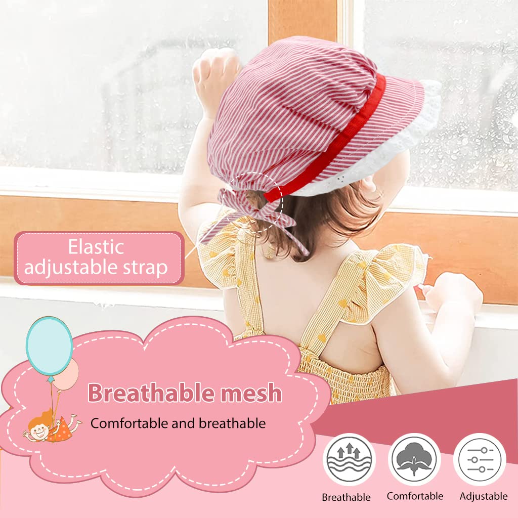 SNOWIE SOFT Baby Hats for Girls, Sun Hats for Baby Toddler Girls, Summer Hat Lovely Print Lace Edging Bucket Hat for Outdoor UV Protection Hat