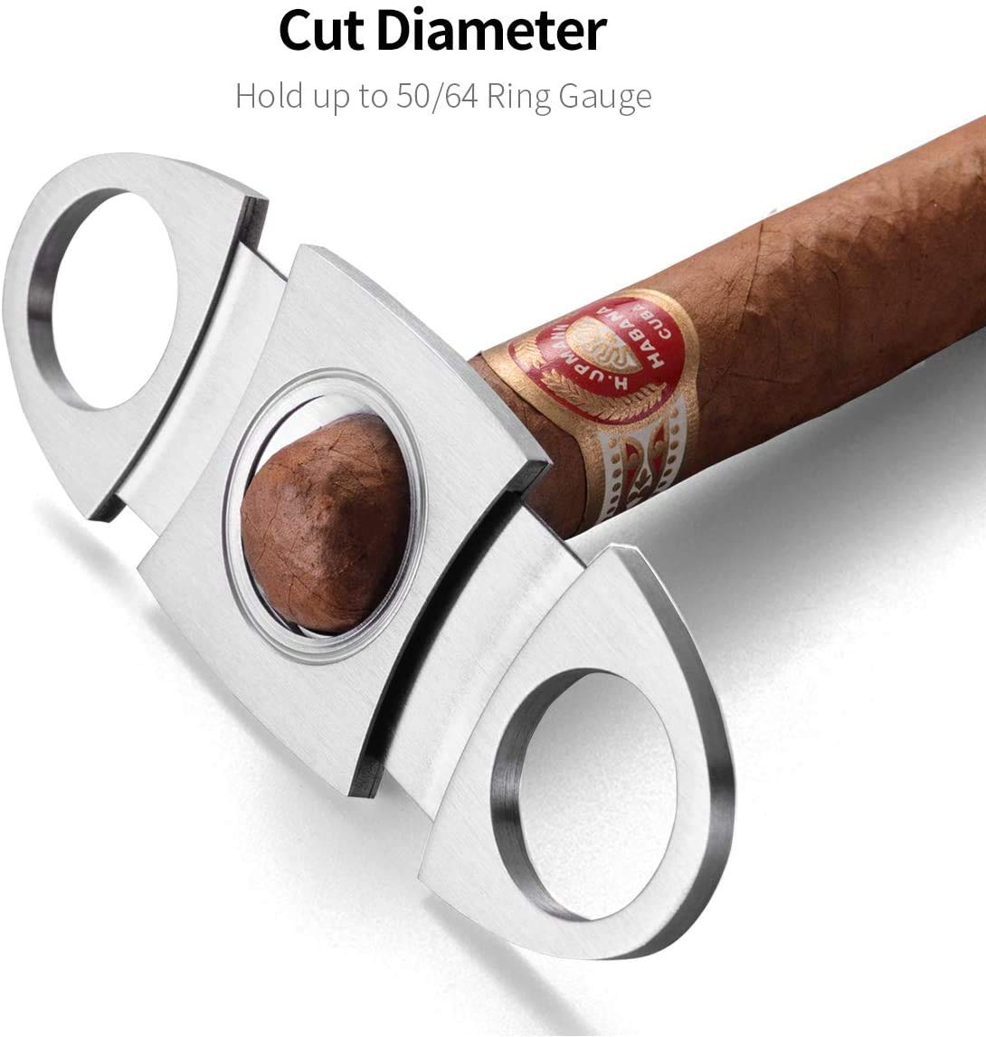 Supvox Stainless Steel Pocket Cigar Tool Cigar Cutter with Double Guillotine Cutter Blades Nipping Off The end of Cigar for Most Size of Cigars (Multicolour)