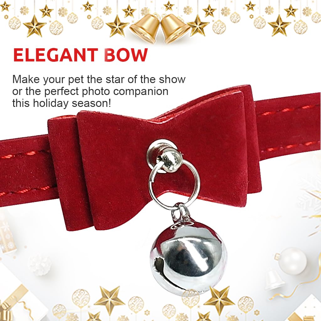 Qpets Cat Collar, Adjustable Cat Belt, Strong Breakaway Buckle Cat Collar with Bell, Velvet Neck Strap Cats Collar Soft Plush Collar Cat Gift (Total Length 36CM/14.17in)