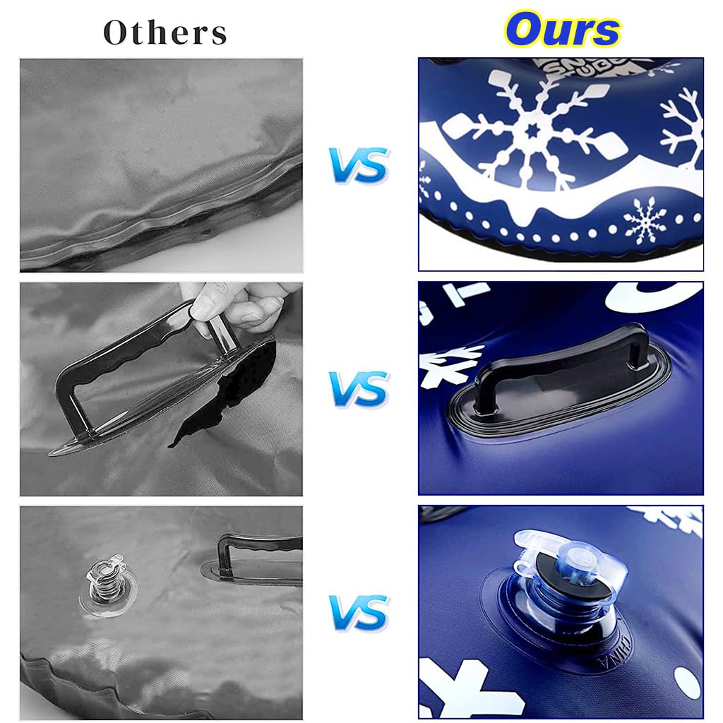 Proberos Inflatable Snow Tube 47 inches PVC Snow Tubing 0.8mm Thicken Wear Resistant Snow Tube with Handle Mountain Snow Tube for Kids, Adults Winter Portable Outdoor Snow Tube