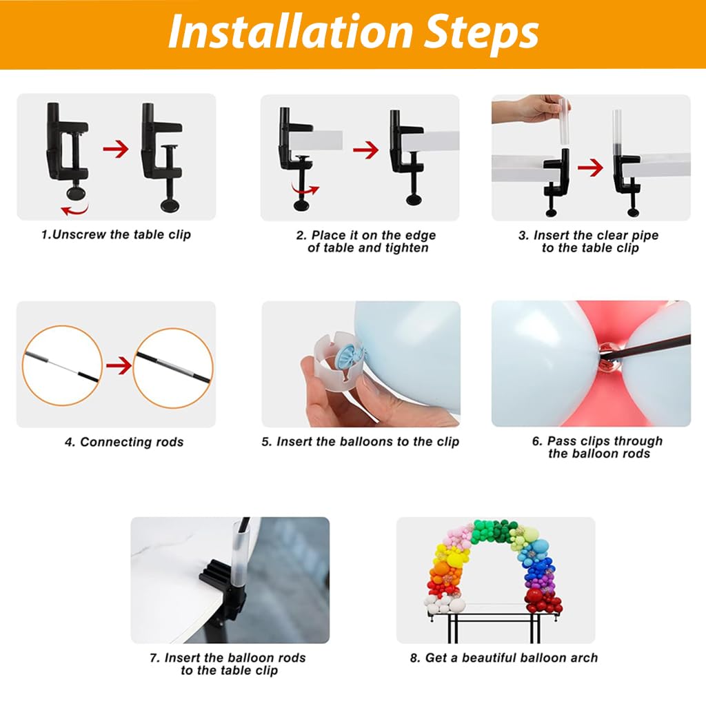 HASTHIP Wedding Table Ballon Arch Stand Kit DIY Assembly Fiber Rod Table Ballon Arch Stand Floral Arch Stand Ballon Stand for Party, Wedding, Birthday, Festivals, with Accessories and Tools