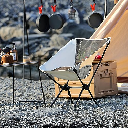 Proberos® Portable Folding Camping Chair Outdoor with Carry Bag 600D Oxford Cloth Max 300 Lbs Weight Capacity Breathable for Fishing White 2 PCS