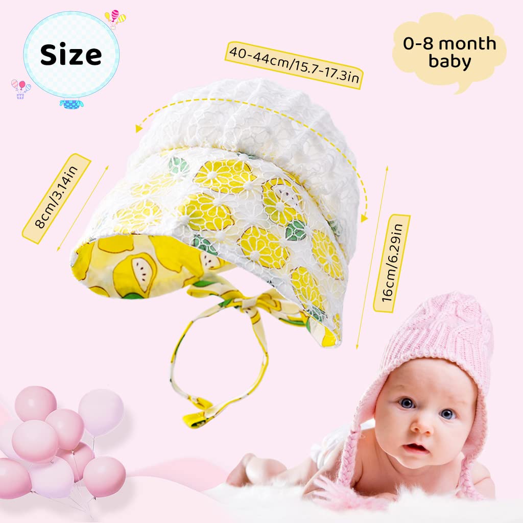 MAYCREATE Baby Hats for Girls,Sun Hats for Baby Toddler Girls,Summer Hat Cartoon Lemon Print Lace Edging Bucket Hat for Outdoor UV Protection Hat