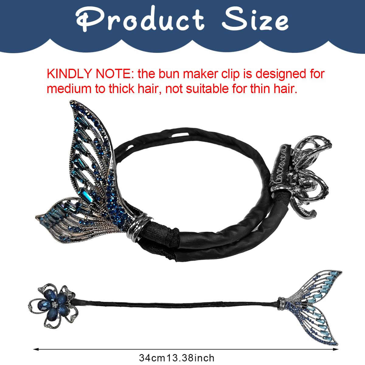 PALAY Magic Hair Bun Maker for Hair Mermaid Tail Rhinestone Hair Bun Shaper Elegant Floral Hairstyle Twist Hair Bun Accessories for Women & Girls Daily, Party, Wedding
