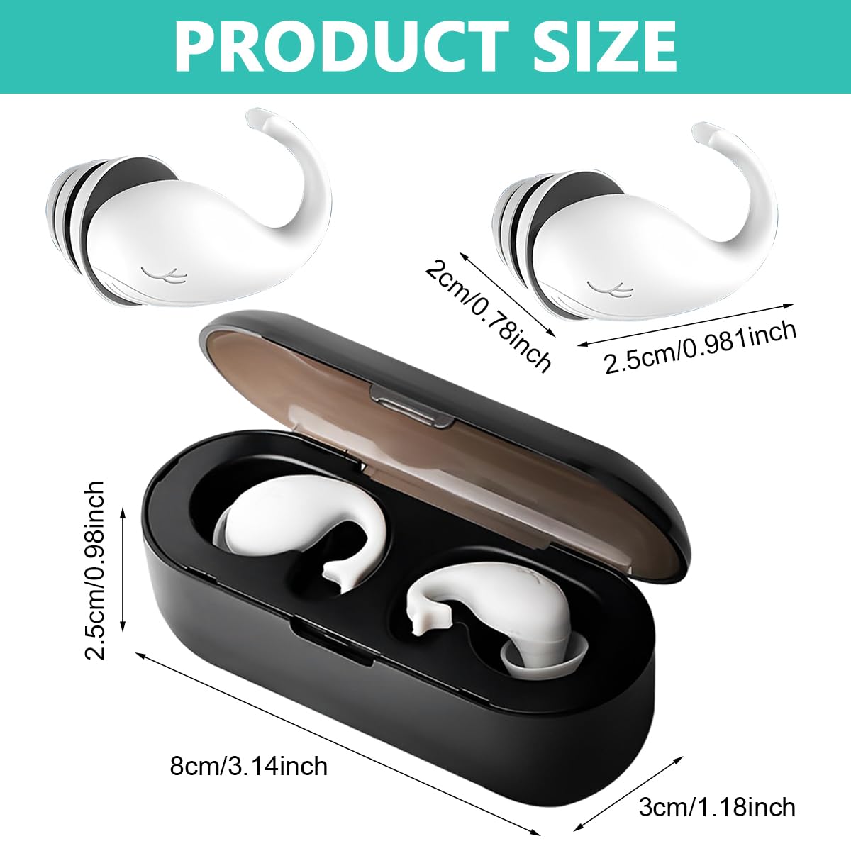 HANNEA Ear Plugs for Sleeping, Reusable Silicone Earplugs for Hearing Protection, Noise Cancelling Ear Plugs for Sleeping, Concerts, Motorcycle, Work (White)