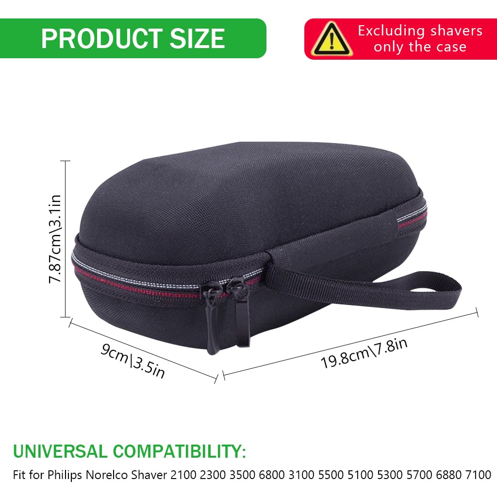 HANNEA Carry Case Bag for Philips Norelco Shaver EVA Hard Shell Waterproof Travel Storage Case for Philips Norelco Shaver Zip-up Travel Storage Case Electric Razor Accessories Bag