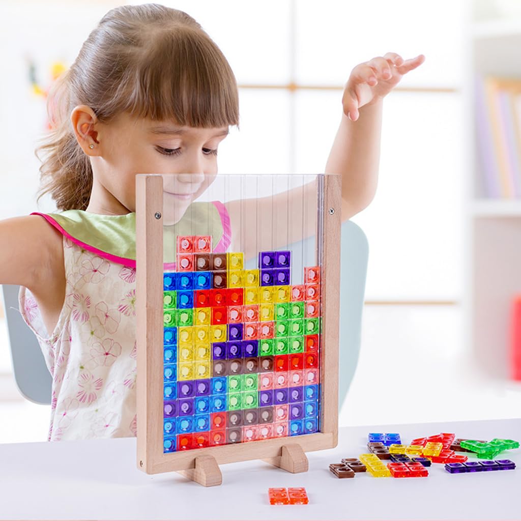 PATPAT Tetris Puzzle Game Toy Wooden Puzzle Toy for Kids Brain Teaser Toy Puzzle Game Fine Motor Skill Toy Busy Toy for Kids Gift Toy for Kids 3-10 Years Old