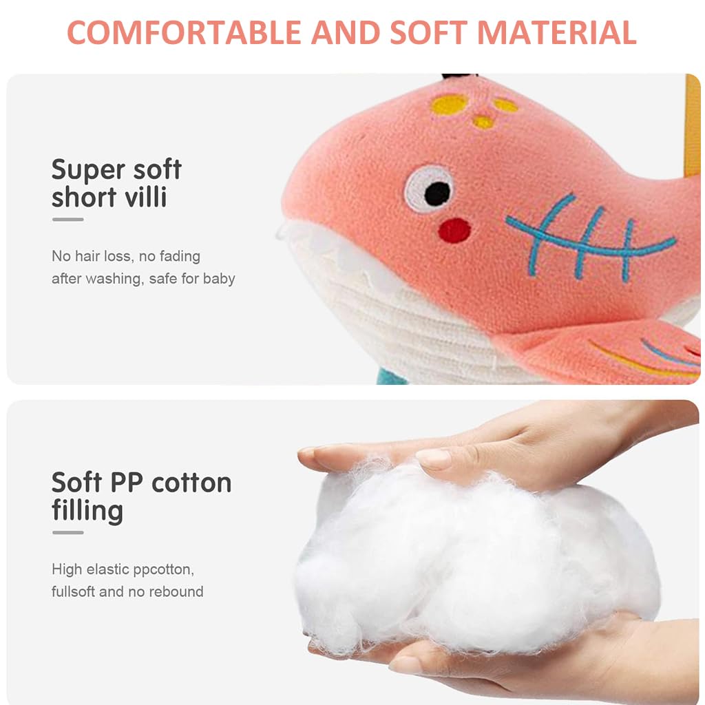 PATPAT Cute Cradle Hanging Toy for Baby Stroller Hanging Toy Sensory Toy Crib Hanging Toy Soft Stuff Toy Dolphin Toy Teether Toy Rattle Toy for Toddlers Shower Gift for Baby (Pink)