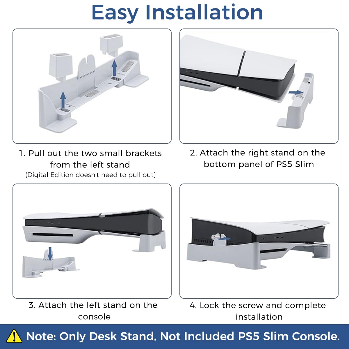 ZORBES Desk Stand for PS5 Slim Console, Horizontal Stand for PS5 Slim Console, Anti-Slip Base Stand Accessories for Playstation 5 Slim Digital & Ultra-HD Edition Console, No PS5 Slim Digital Console Included