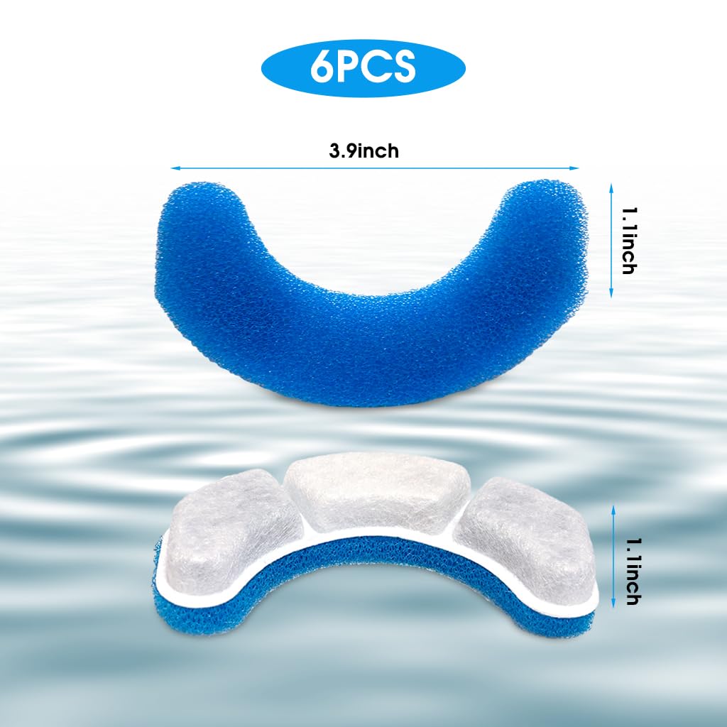 Qpets 6 PCS Cat Water Fountain Filters Replacement, Cat Fountain Water Arc-Shaped Fliters, Activated Carbon & Nano Bubble Cotton Filtration System, Keep Water Clean Fresh for Cat Fountain