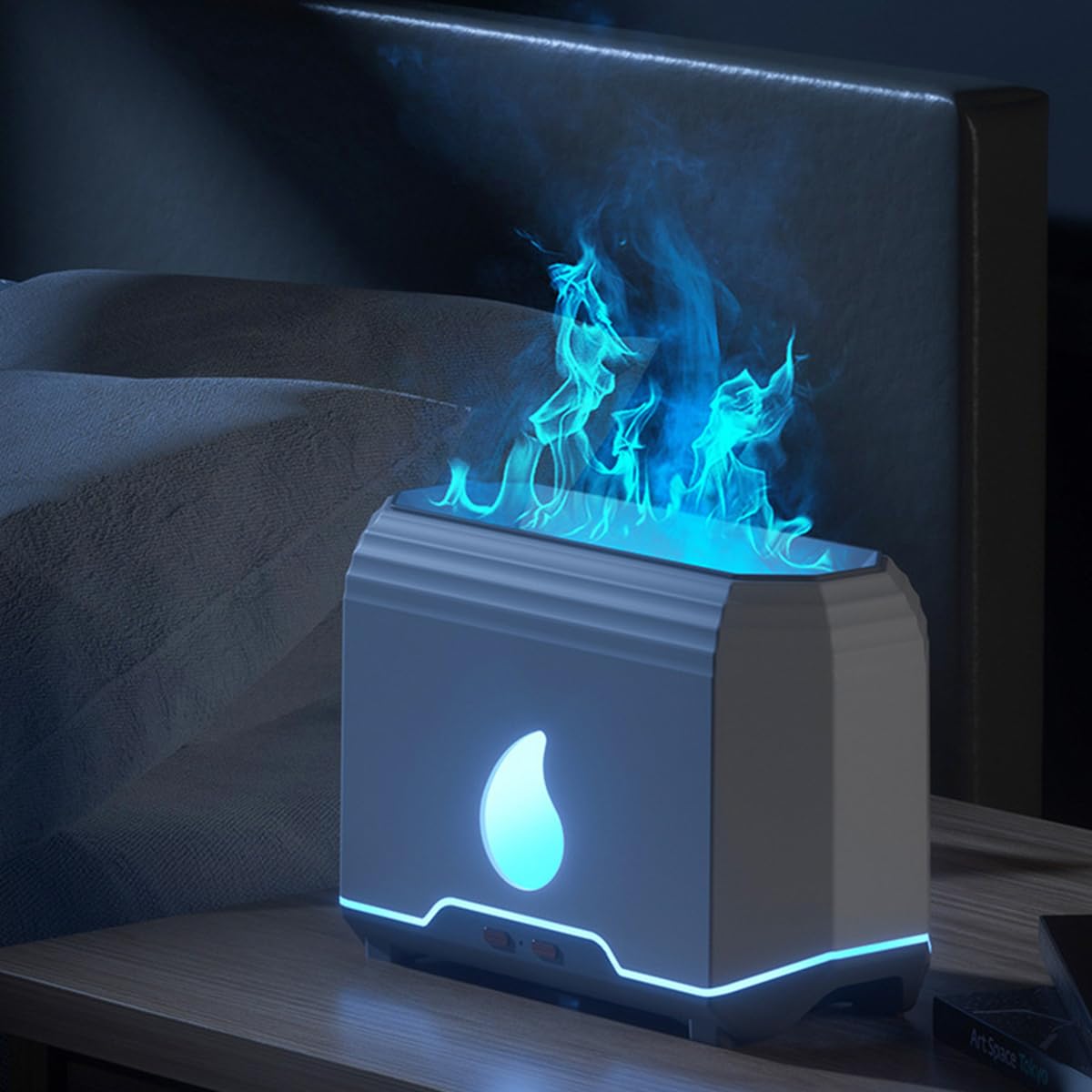 HANNEA Humidifier for Room Oil Aroma Diffuser Electric 200mL Aromatherapy Essential Oil Diffuser with Flame Light, Quiet Mist Humidifiers with Auto Shut-Off Protection for Plant