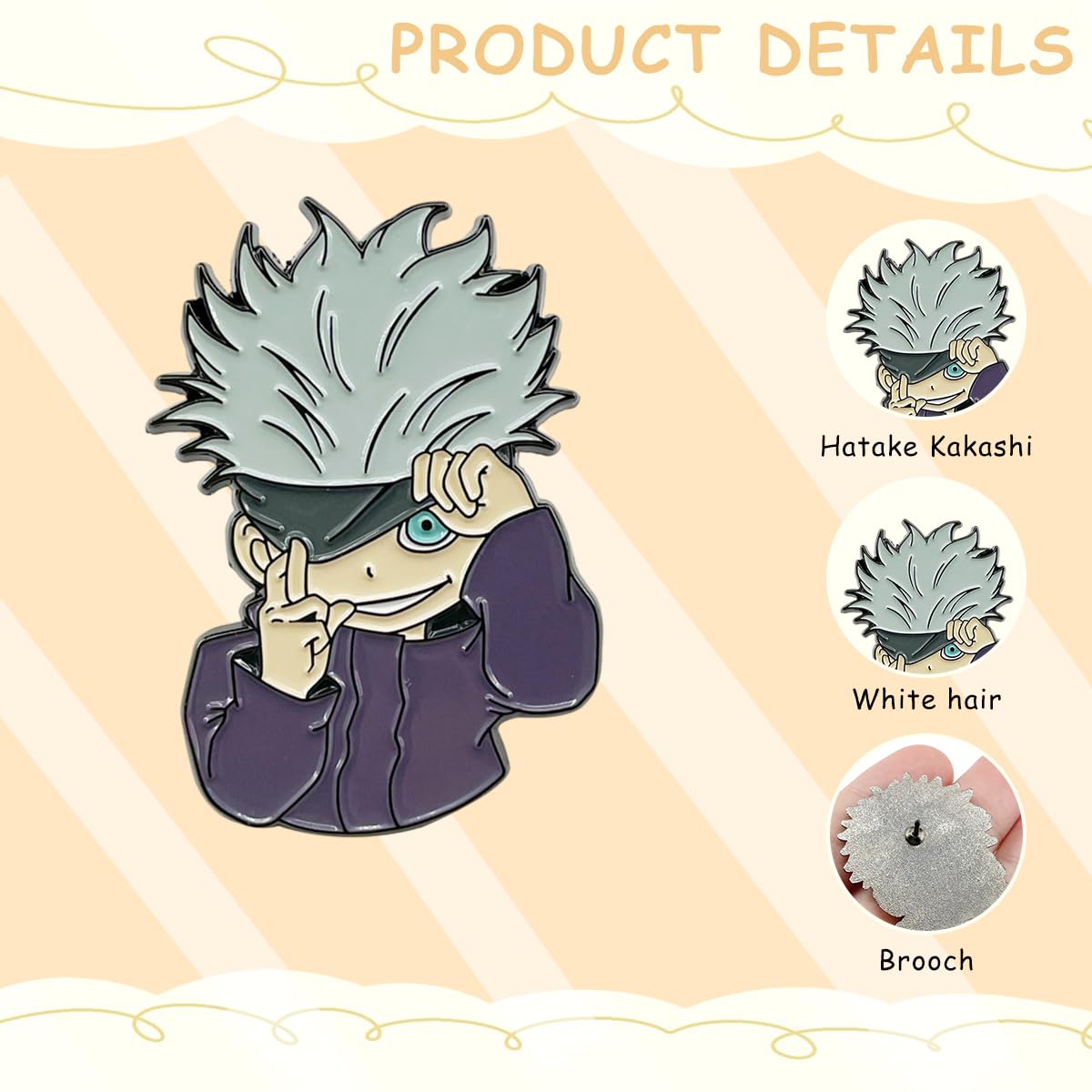 PATPAT Jujutsu Kaisen Brooch Pin Enamel Cartoon Satoru Gojo Brooch Pin for Hat Backpack Charms Badge Toy Gift Brooch Pin for Kids