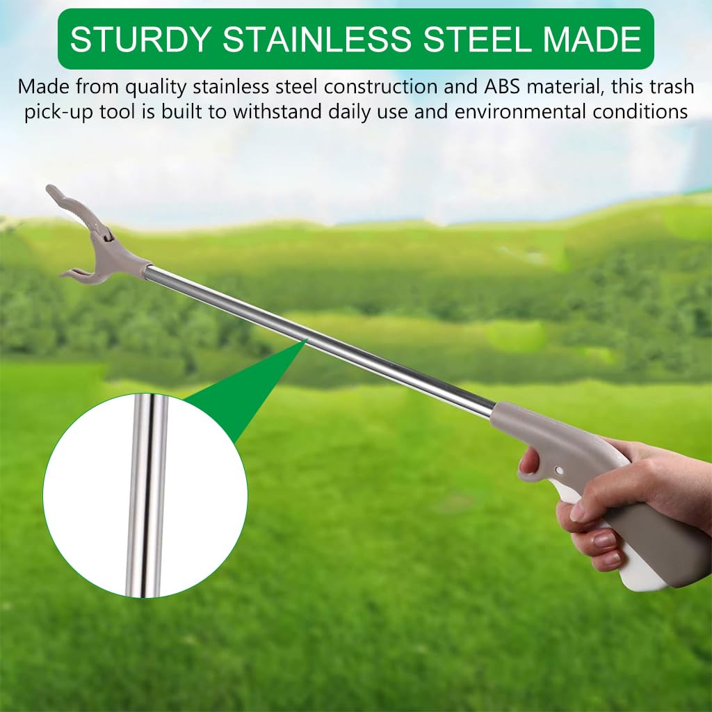 HASTHIP 33'' Waste Grabber Reacher Tool With Easy to Squeeze and Grip Handle for Litter Pick Trash Pick Up, Grabber Claw Pick Up Reacher Tool Assistaive Device for Elderly