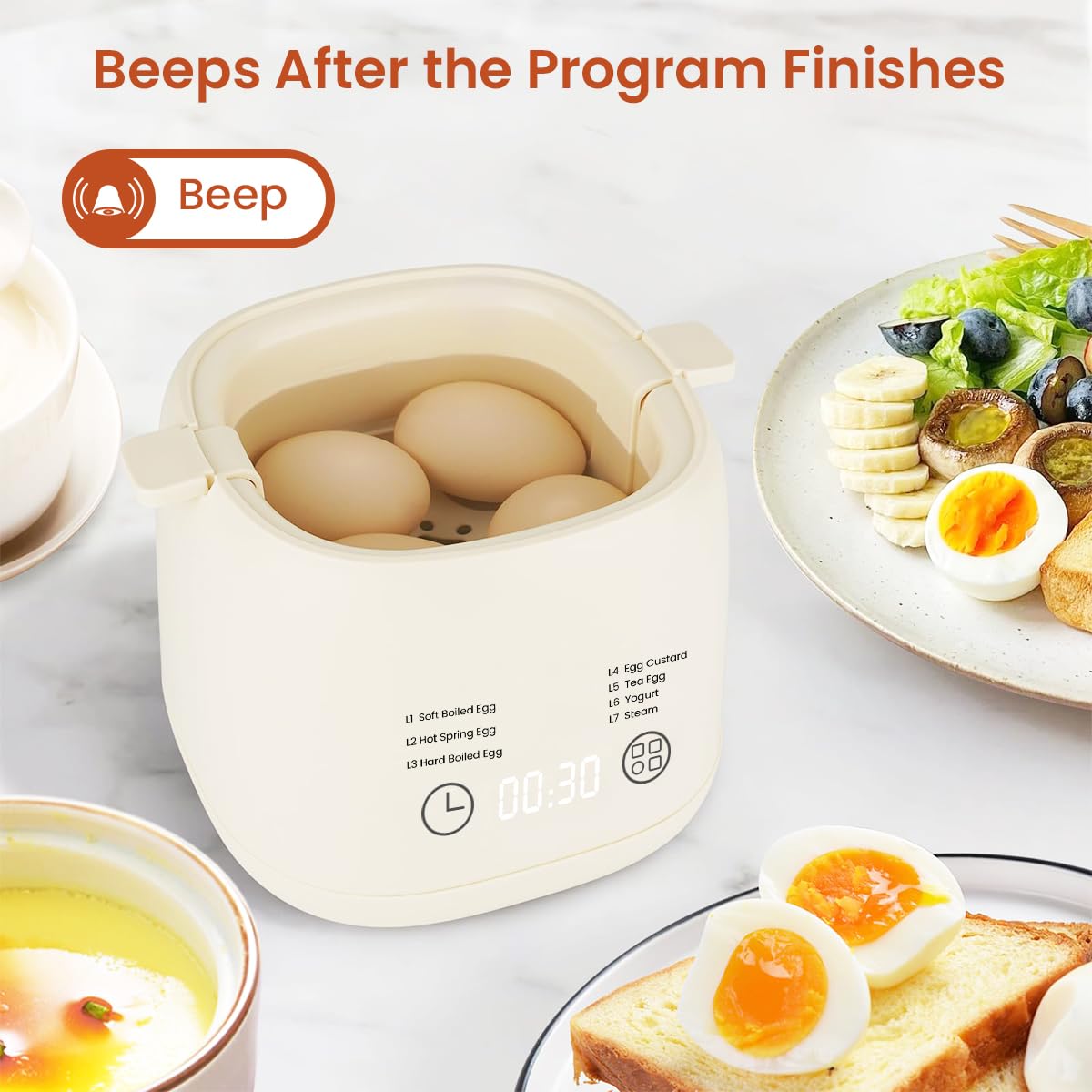 Supvox Egg Maker - Electric Egg Cooker With Auto Shut Off And Alarm- Egg Boiler Machine for Hard Boiled, Soft Boiled, Steamed Egg