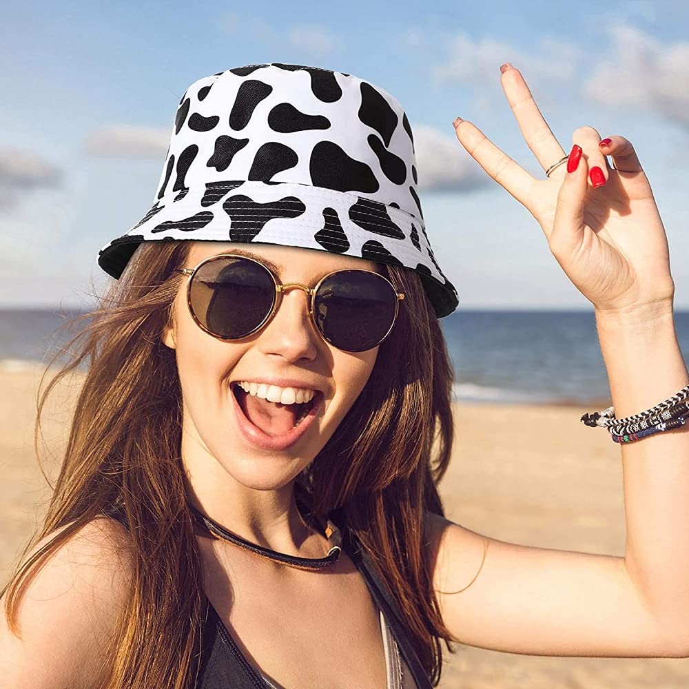 PALAY Women Bucket Hat for Girls Kids Cotton Printed Reversible Foldable Bucket Fisherman Beach Summer Sun Hat For Teenagers Caps
