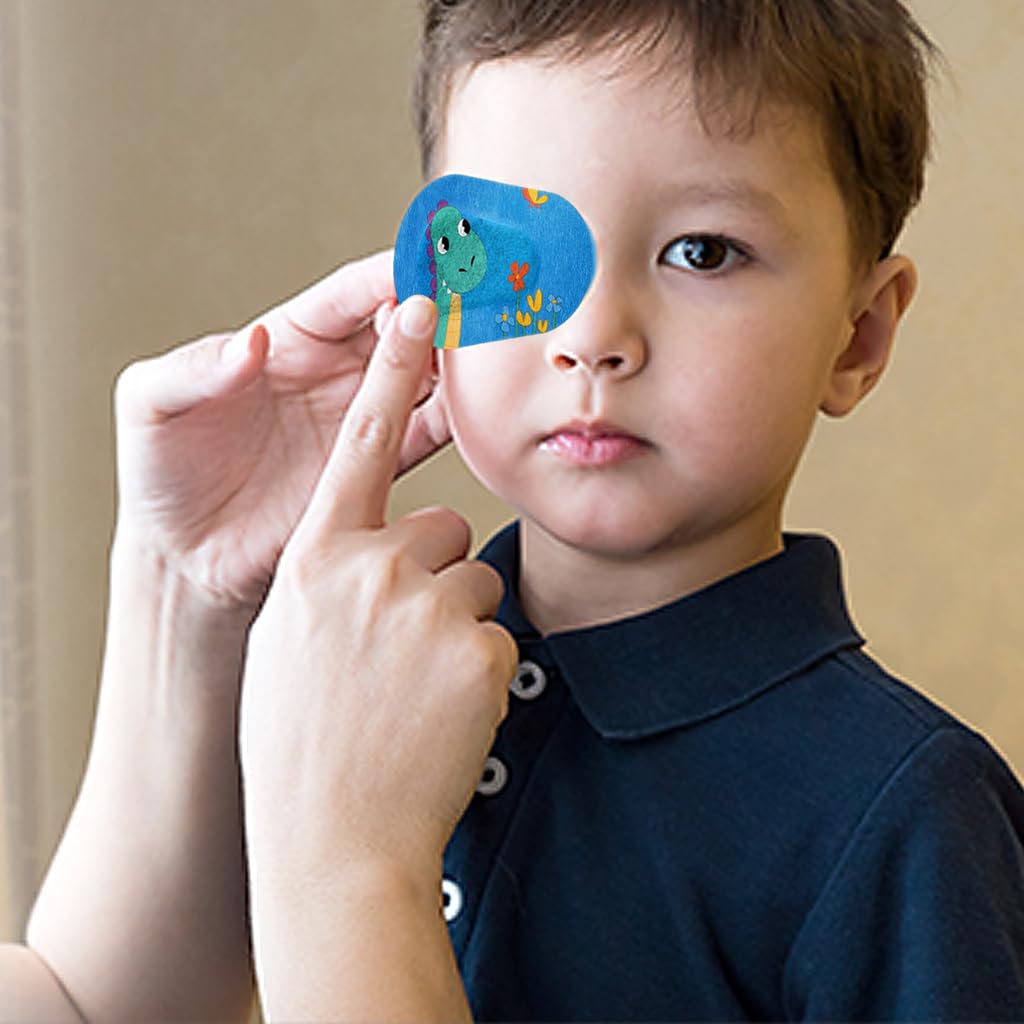 HANNEA 40Pcs Kids Eye Cover Breathable Cotton Eye Patch for After Surgery Adhesive Non-woven Fabric Adhesive Single Eye Cover for Eyesight Correction