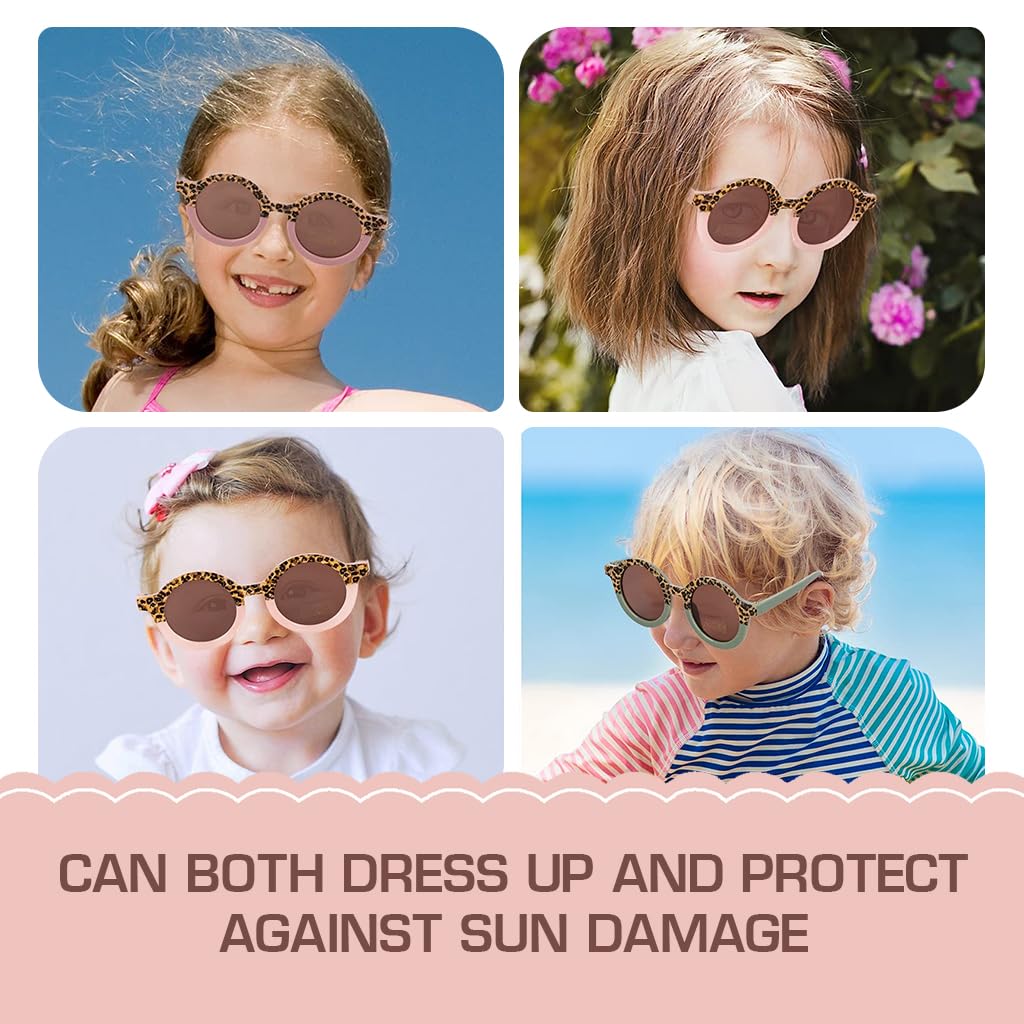 SNOWIE SOFT 3Pcs Kids Sunglasses Leopard Print Fashion Girls Sun Protection Eyewear UV Protection Funny Party Sunglasses Beach Sunglasses