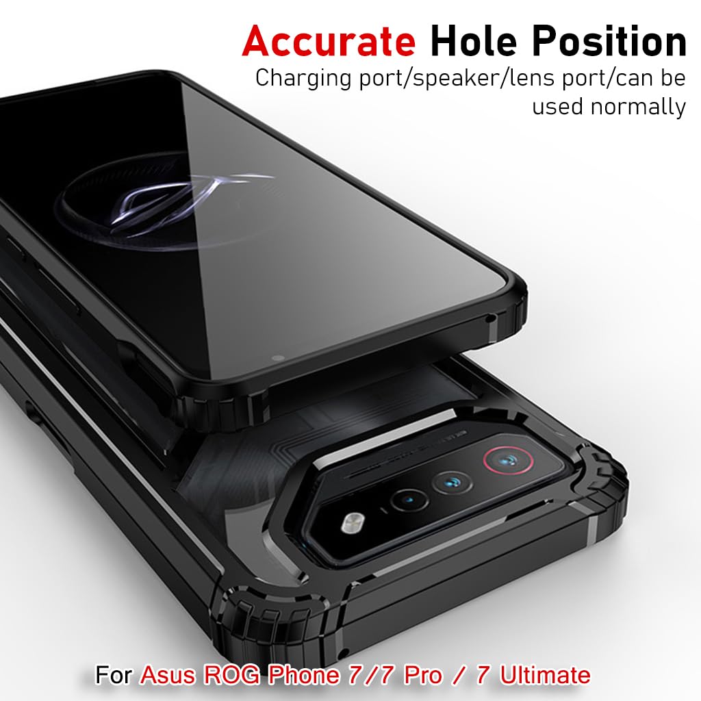 ZORBES Phone Case for Asus ROG Phone 7 TPU Framed Phone Cover for Asus ROG Phone 7 Transparent PC Phone Case with Magnet Folding Phone Stand Shockproof 2 in 1 Phone Case for Asus ROG Phone 7