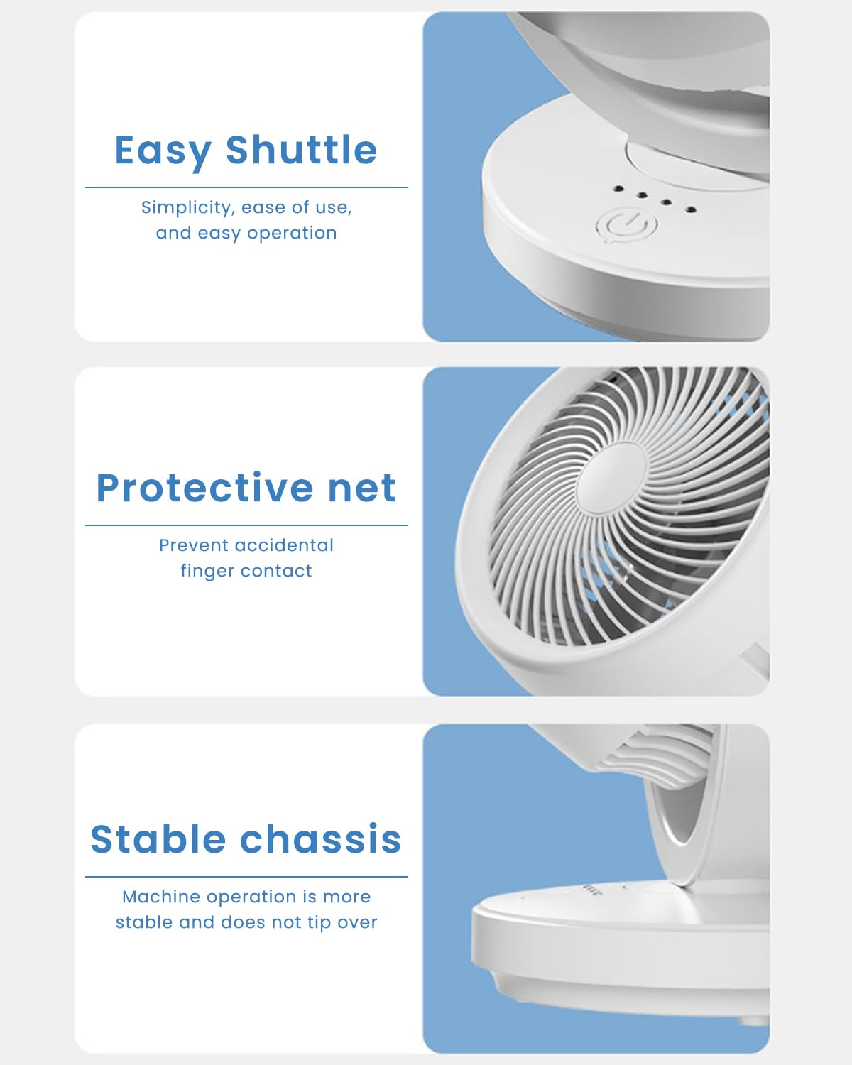 HANNEA Table Fan Small Size, Portable Rechargeable Mini Fan, USB Battery Fan Electric 8 Inch Hanging Low Noise, 90° Rotation, 4 Speeds Personal Desk Fan for Kitchen Home Office Outdoor Camping