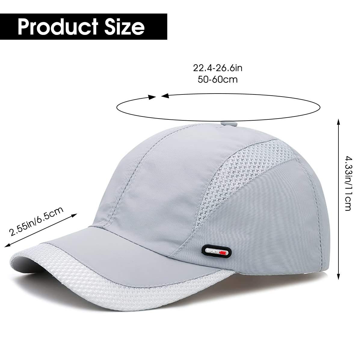GUSTAVE Sports Caps for Men Summer Baseball Caps for Men Cap for Men Stylish Branded Stylish Cap for Shopping Fishing Outside Adjustable Buckle Closure(Light Grey)