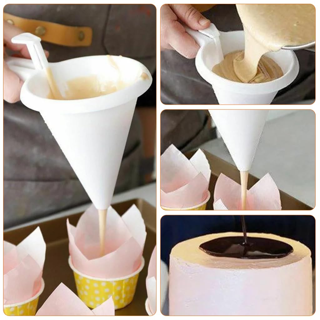 HASTHIP Batter Dispenser Kitchen Funnel Dispenser for Batter Slurry Easy Control Funnel-shape Dispenser for Batter, Melt Chocolate, Kitchen Batter Dispenser for Waffles, Doughnuts, Takoyaki Balls