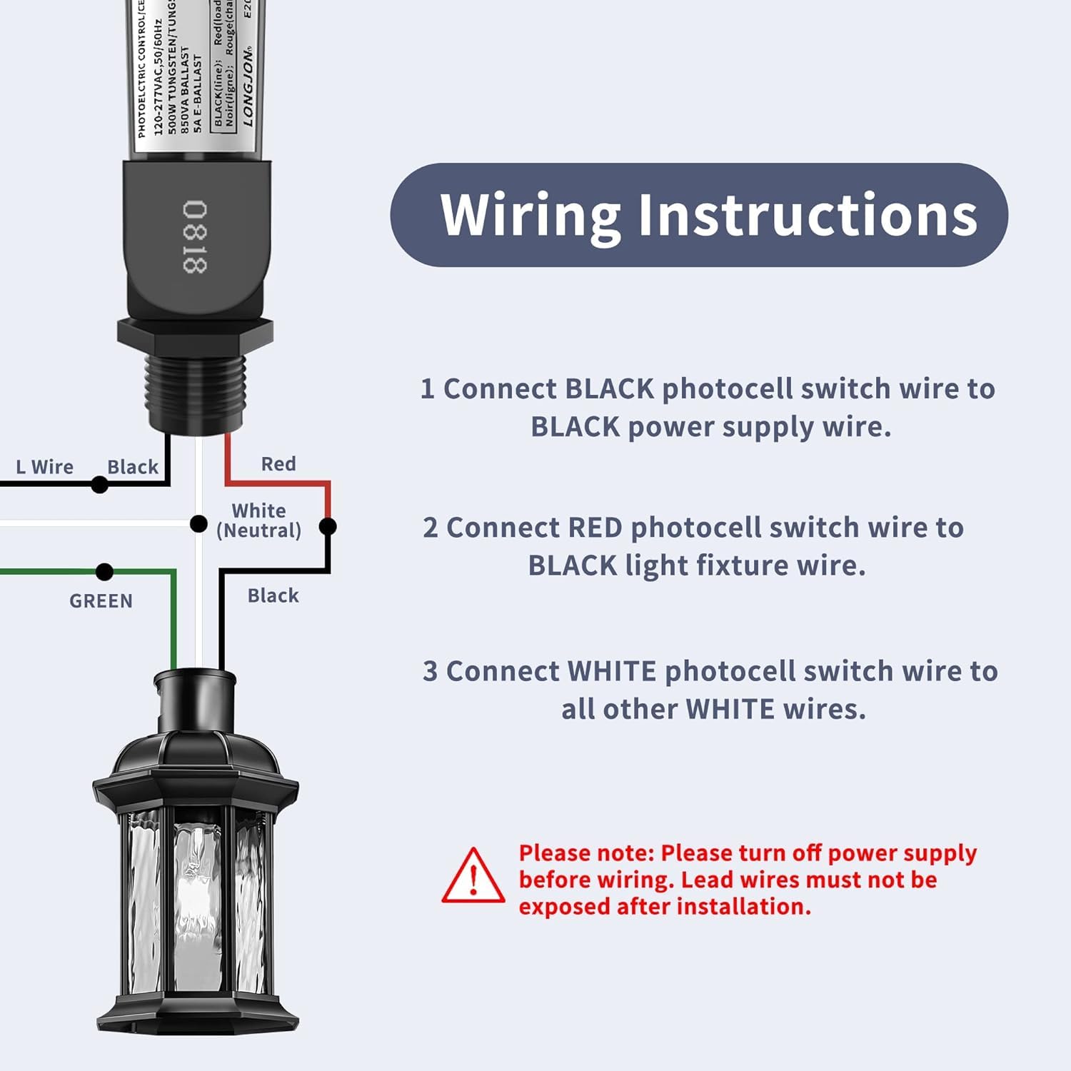 Serplex Dusk to Dawn/Day Night Sensor, Photoelectric Switch, Outdoor Conduit Lighting Control with Photocell and Swivel Mount, 120~277V Photoelectric Switch LDR Auto Day/Night On & Off Photocell