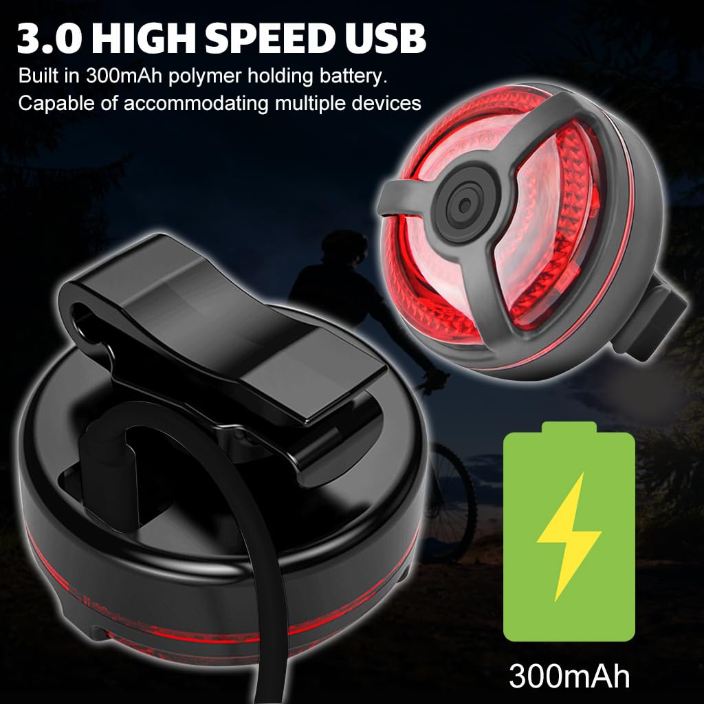 Proberos USB Bike Light High Brightness Red LED Rear Light IPX4 Waterproof Bike Tail Light Outdoor Riding Safety Red Warning Light with 5 Lighting Mode, Up to 7-15 Hours Prolonged Illumination
