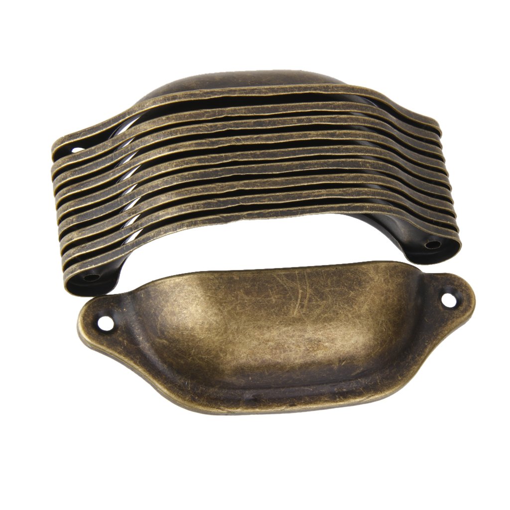 Supvox Imported 10Pcs Antique Brass Door Cabinet Knob Wardrobe Drawer Shell Pull Handle