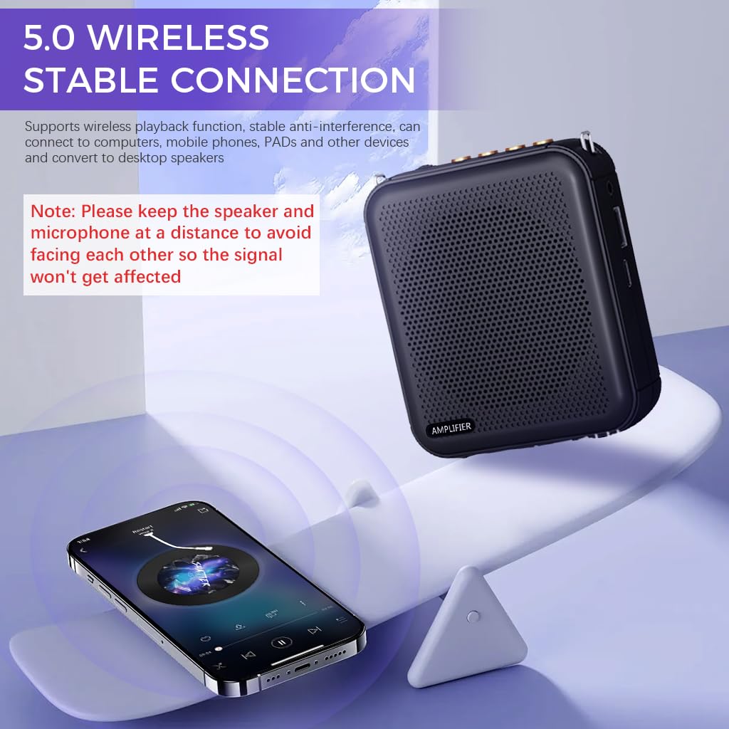 ZORBES 10W Mini Voice Amplifier Portable Rechargeable with Wired Microphone Headset & Waistband, Voice Amplifier for Teachers, Presentation, Tour Guides, Meeting, Coaches(Black)