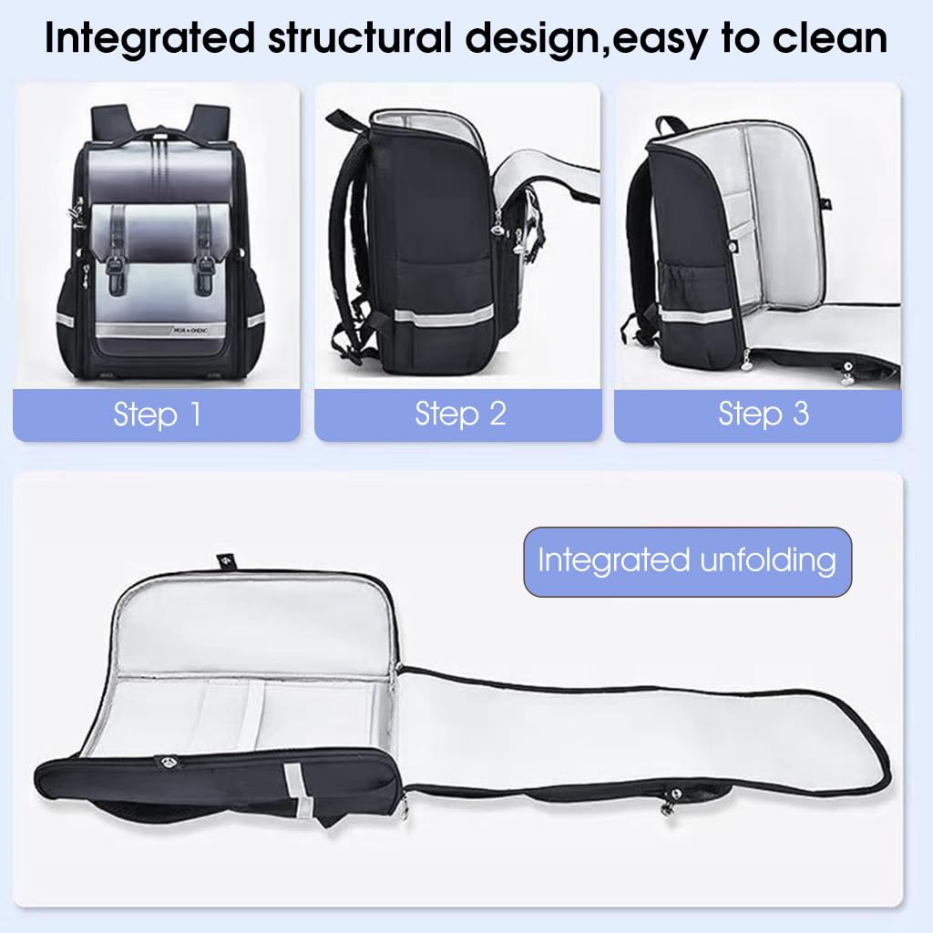ZIBUYU School Backpack for Girls Boys School Backpack Book Bag Lightweight Burden Relief School Kids Backpack with Night Reflection Design Primary School Backpack Back Bookbags