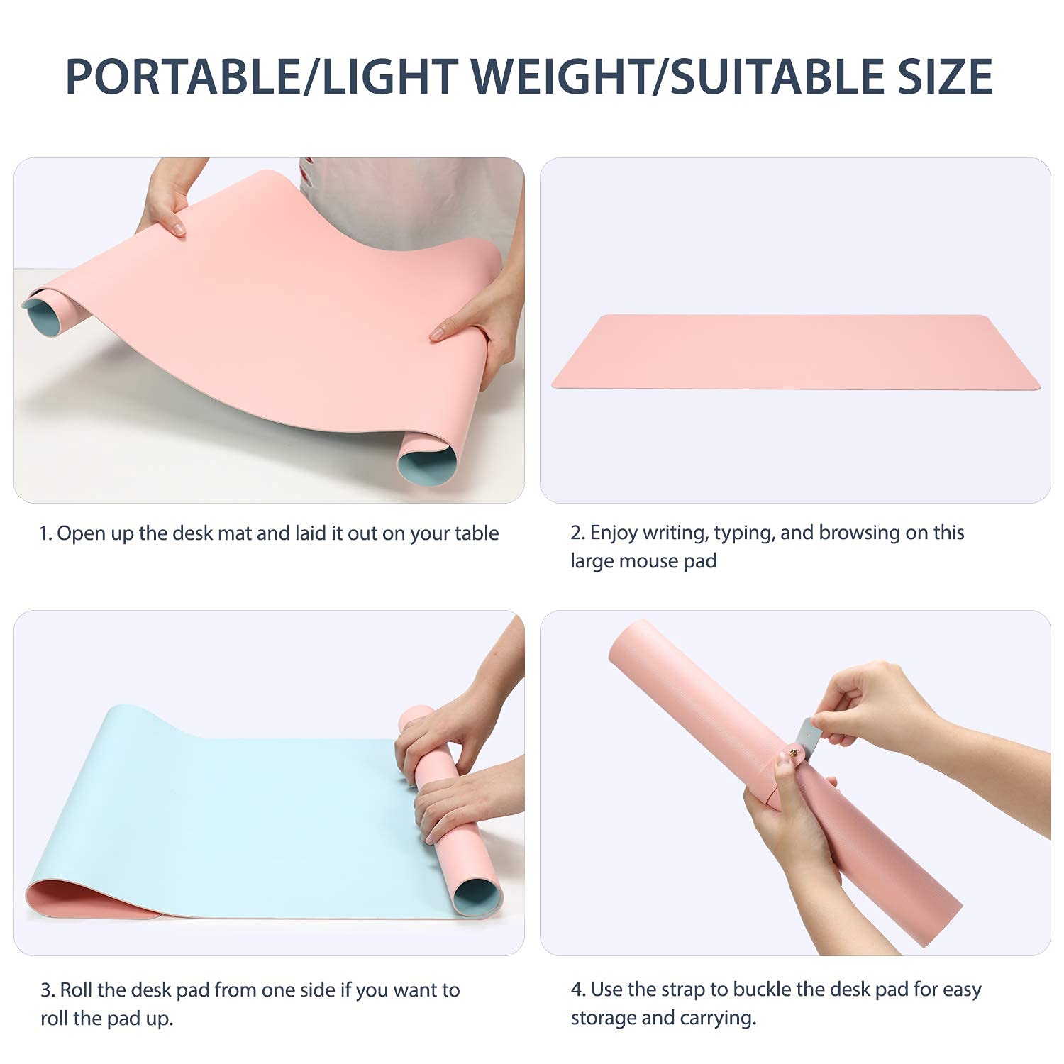 HASTHIP Mouse Pad Desk Pad Protector Mat - Dual Side PU Leather Desk Mat Waterproof Large Mouse Pad Work for Home/Office/Gaming