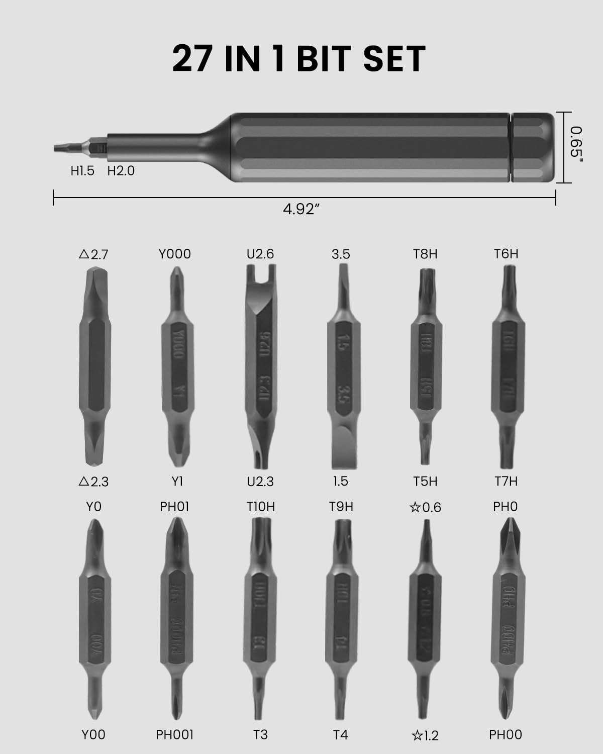 Serplex Precision Screwdriver Kit, 26-in-1 Manual Screwdriver Set Electronics Maintenance Screw Driver Set Kit 26pcs Tough S2 Steel Bits for Electronics, Eyeglass, Watch, Laptop, Phone, Jewelry