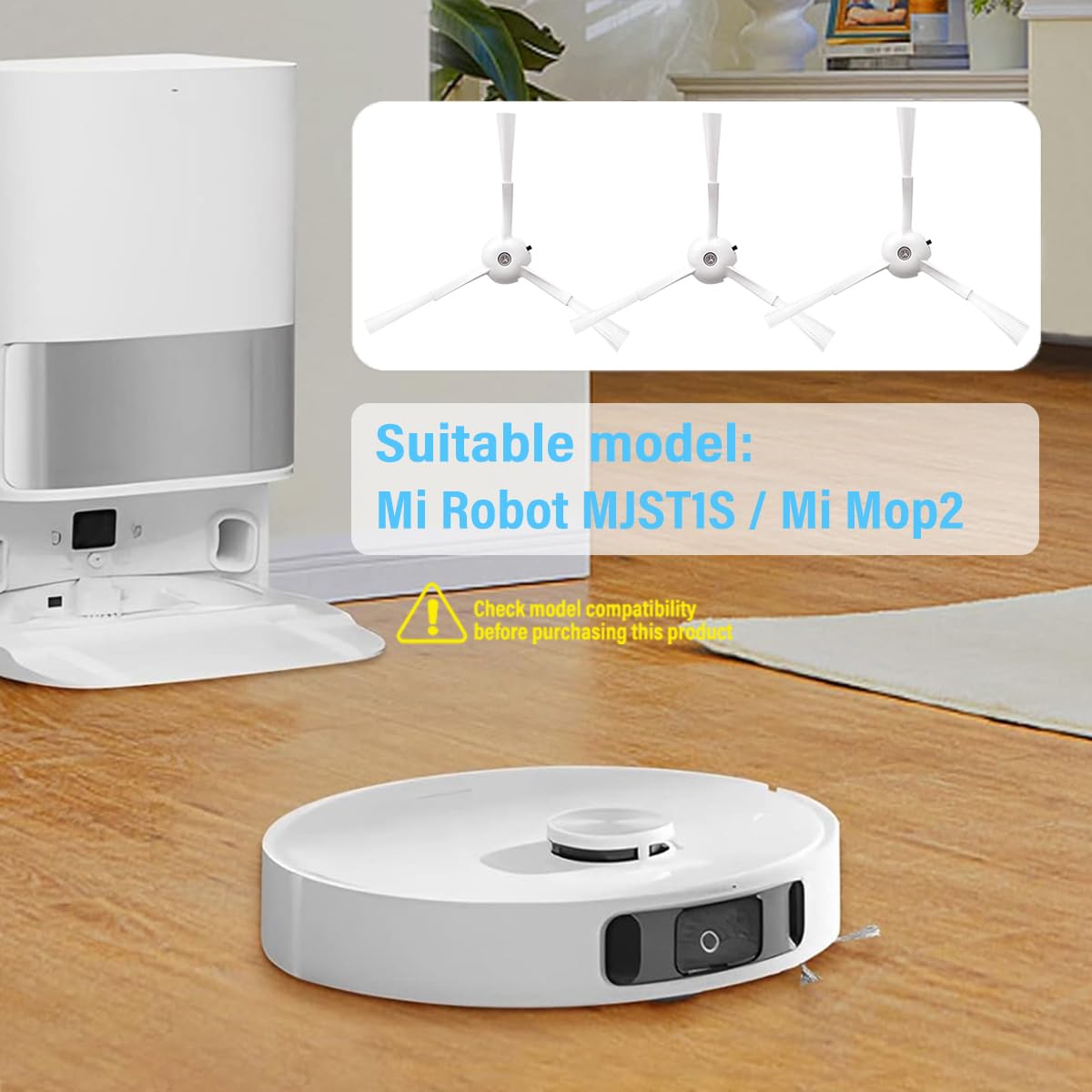 Verilux 3pcs Mi Robot Side Brushes Anti-tangle Replacement MI Robot Side Brushes for MJST1S/Mop2 Lite Vacuum Cleaner Floor Sweeper Accessories