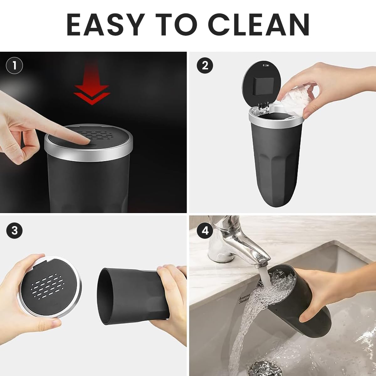 STHIRA Deodorization Car Dustbin/Trash Bin with Lid, Convenient Garbage Bin with Aromatherapy Tablets, Leakingproof ABS Car Ash Bin, Portable Dustbin for Car, Home, Office, Travel