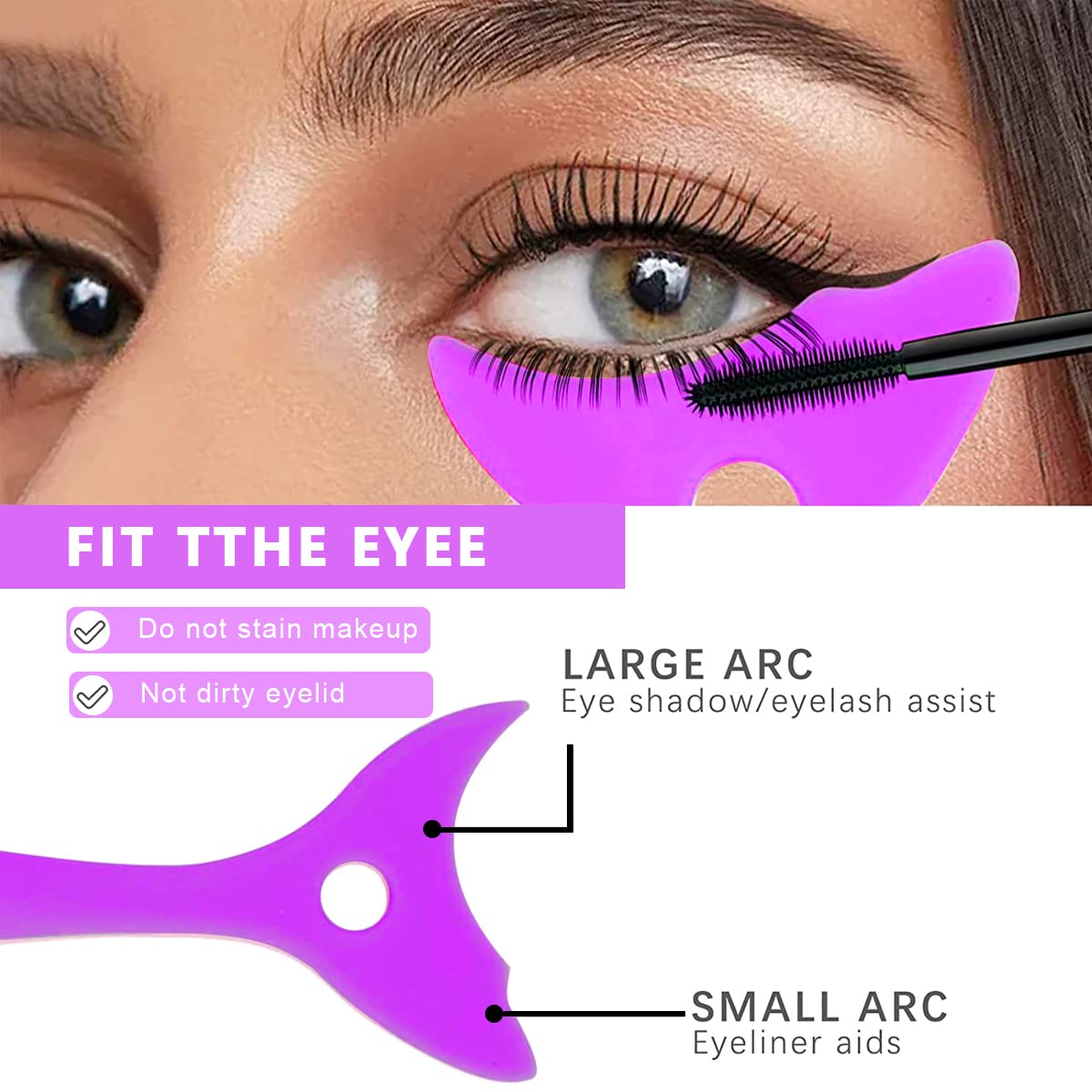 MAYCREATE Mascara Shield Applicator 3-In-1 Silicone Eyelash Shield Guard Eyeliner Auxiliary Cosmetic Makeup Tool, Reusable & Detachable