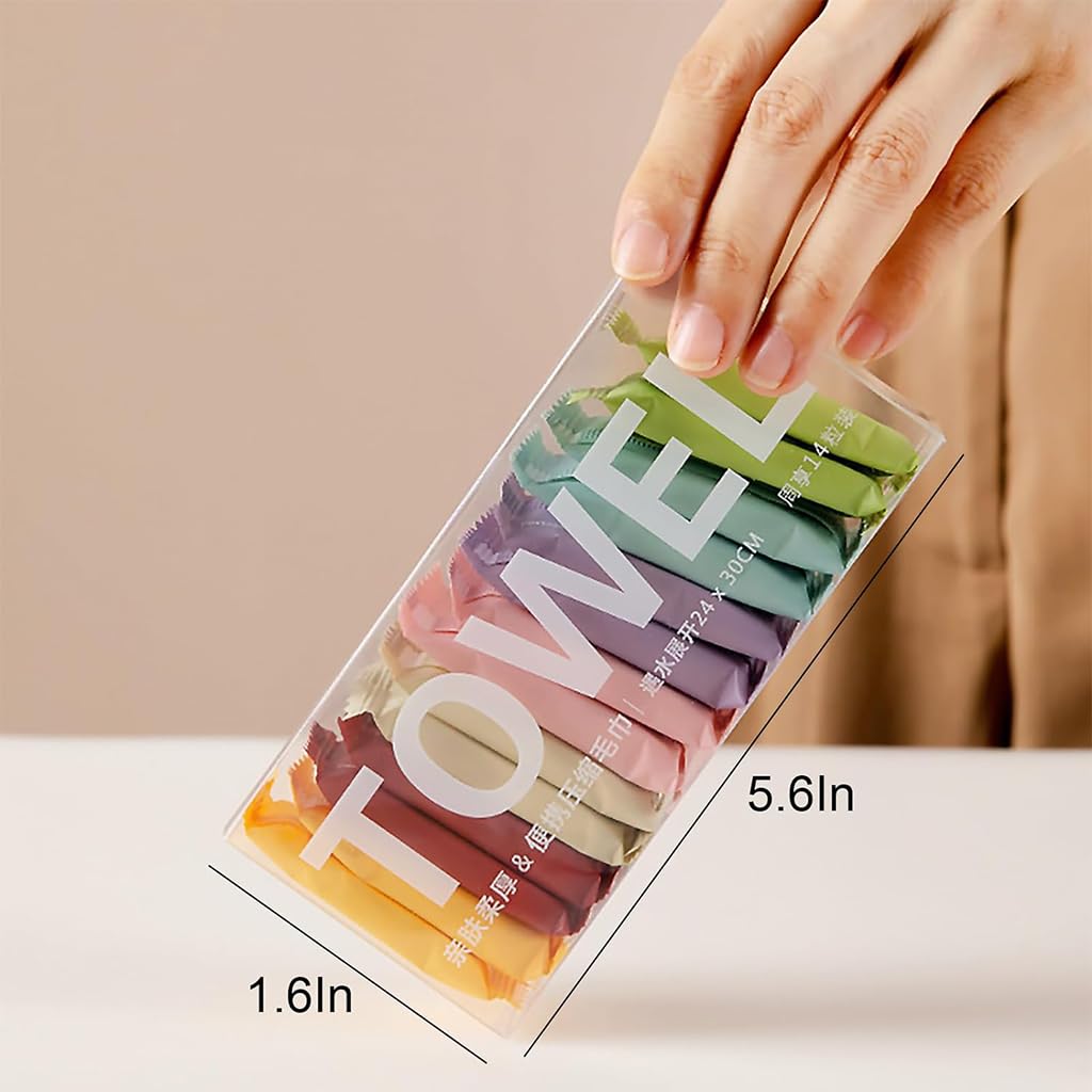 HANNEA 14pcs Compressed Towel Tablet Travel Compressed Cotton Towel Face Towel Reusable Cotton Towel Tablets Multipurpose Compressed Towel Tablets, 9.5X11.8 Inches