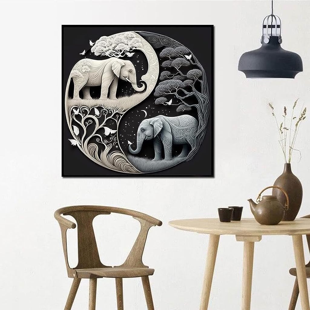 HASTHIP Diamond Painting Kit, 11.8x11.8inch Elephant Diamond Painting, 5D Diamond Painting Kit for Adults & Kids, Suitable for Home Leisure and Wall Decoration, Gift for Kids and Adults