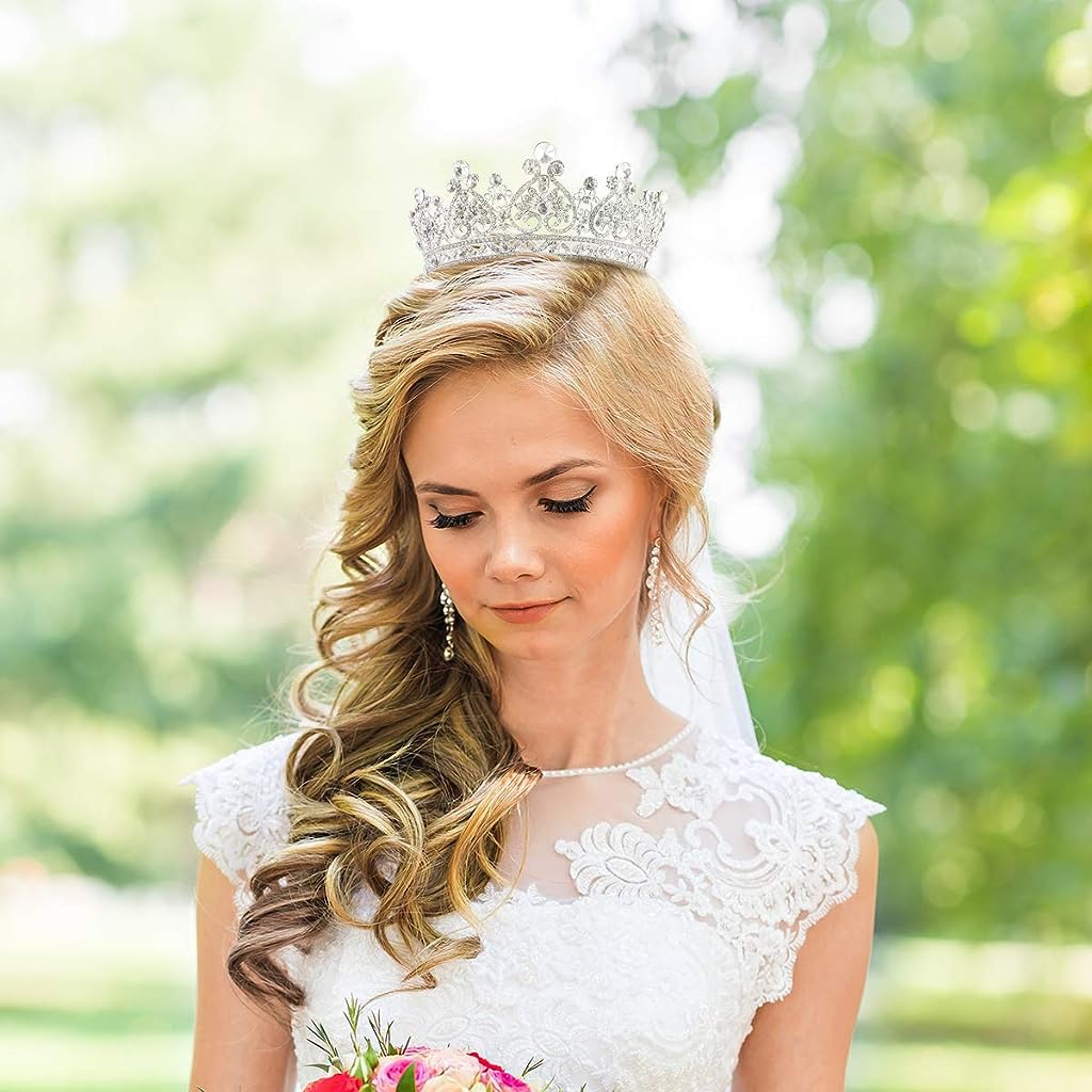 GUSTAVE Sliver Crystal Queen Crowns and Tiaras for Girls Hair Accessories for Prom,Bridal Party & Christmas