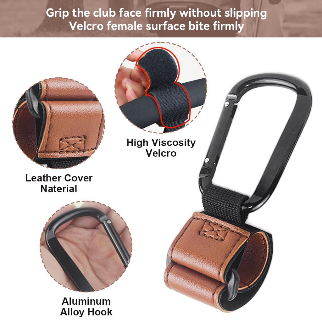 SNOWIE SOFT 2Pcs Stroller Hooks Quick Release Handle Bar Carabiners for Hanging Items Adjustable Hook and Loop Closure Leather Stroller Hooks Bag Hanging Hooks for Stroller, Pram, Pushchair