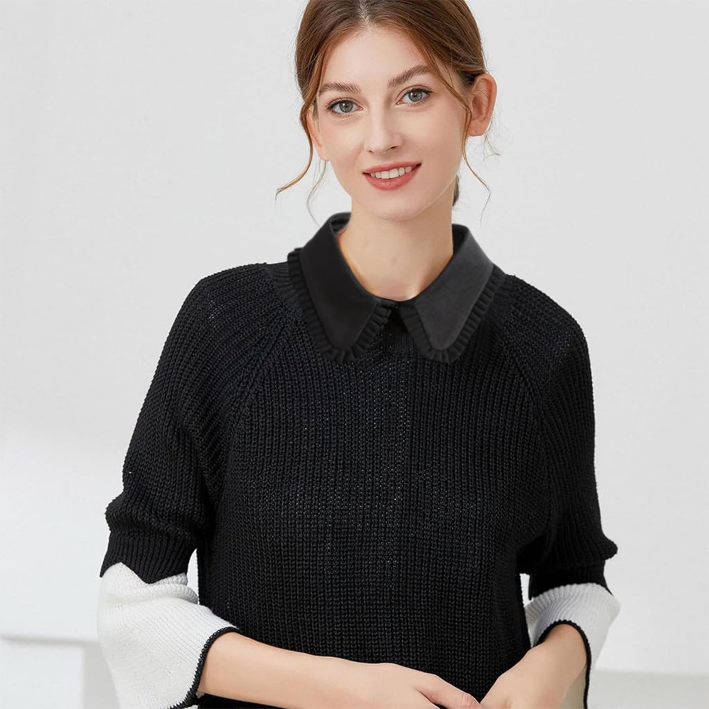 PALAY Women Fake Collar for Shirt Button Up Black Shirt Collar for Dress Blouse Women Fake Collar Black Shirt Collar for Tops